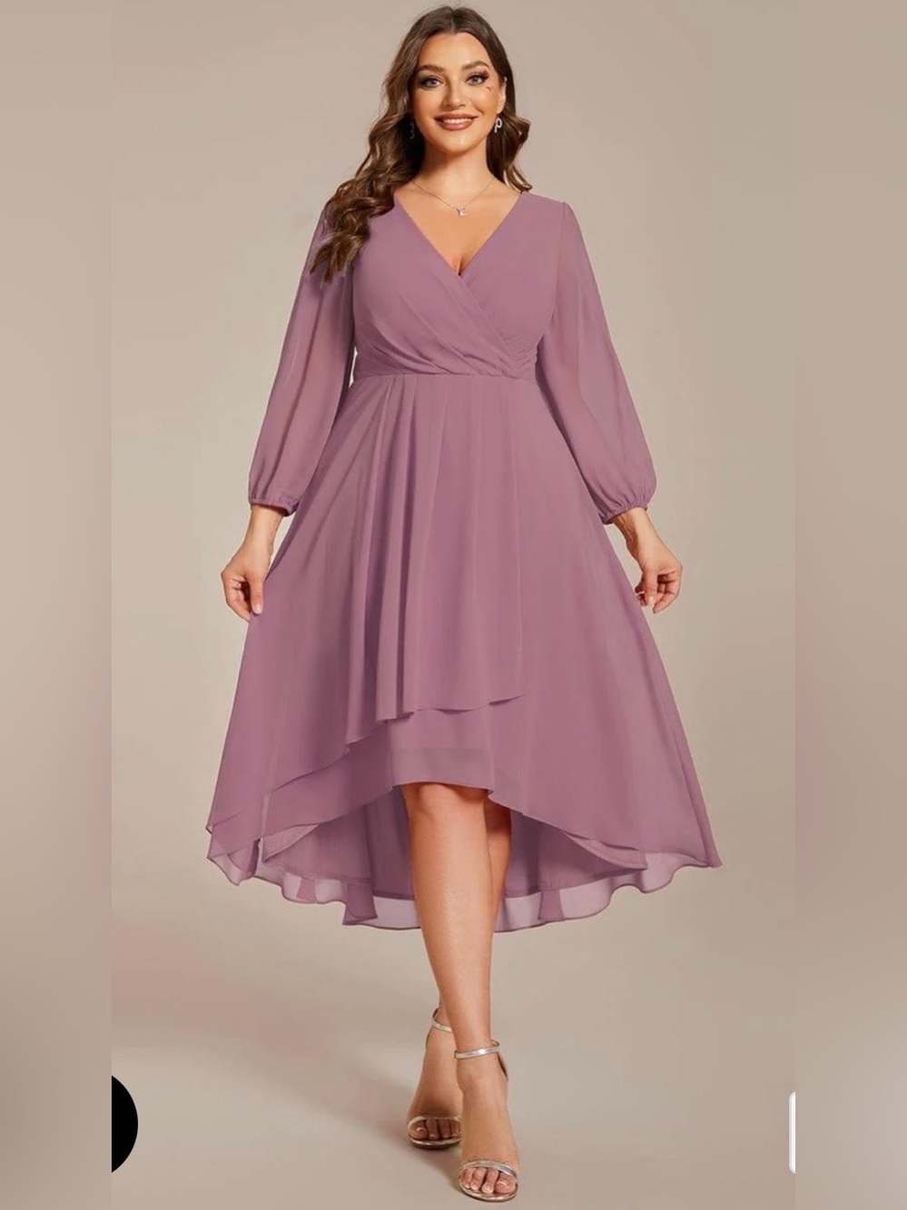 NWT Ever Pretty Purple Orchid High-Low Wrap Chiffon Dress, Sz 18